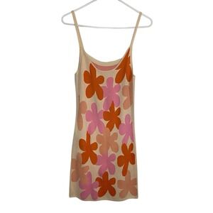 Floral Slip Dress in Orange and Pink